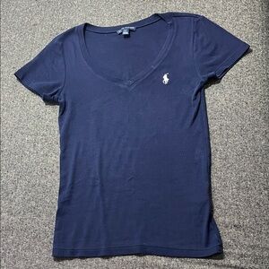 Polo by Ralph Lauren Women's Navy V-Neck Tee